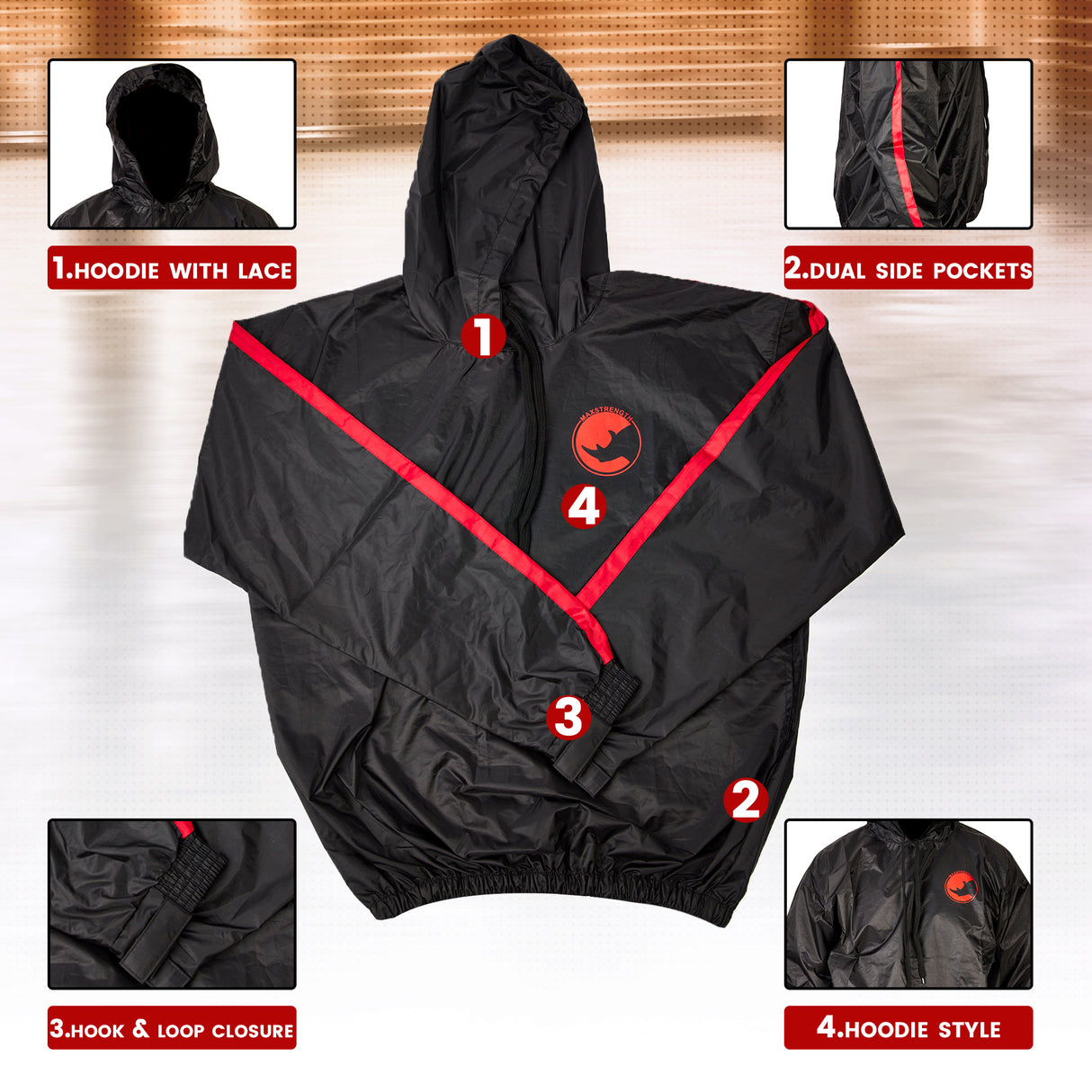 MAXSTRENGTH Sauna Sweat Suit – Unisex Running & Gym Training Wear