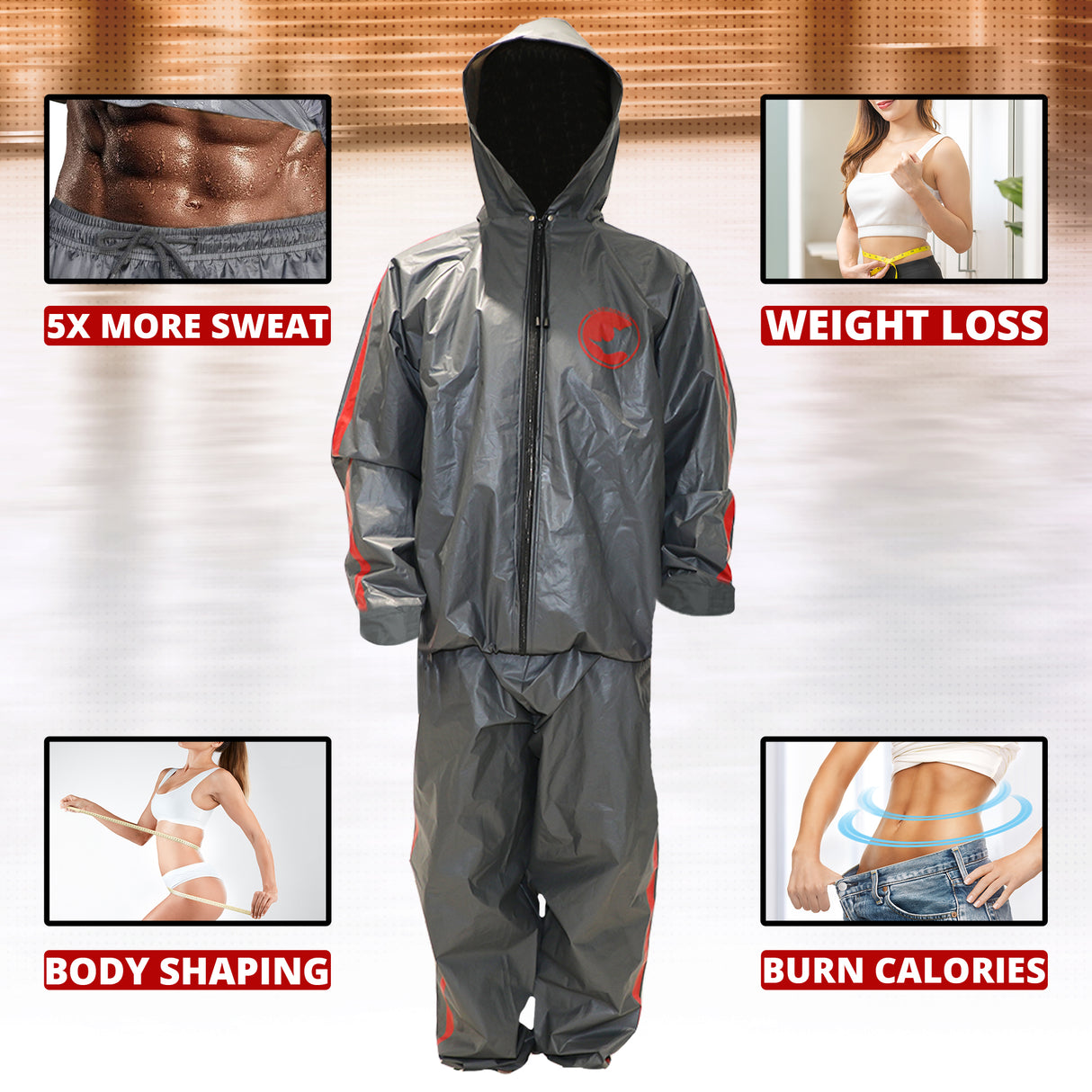 MAXSTRENGTH Sauna Suit for Men & Women | Heavy Duty Sweat Suit | Neoprene Anti-Rip Track Suit for Gym, Cardio, Running, Boxing & MMA