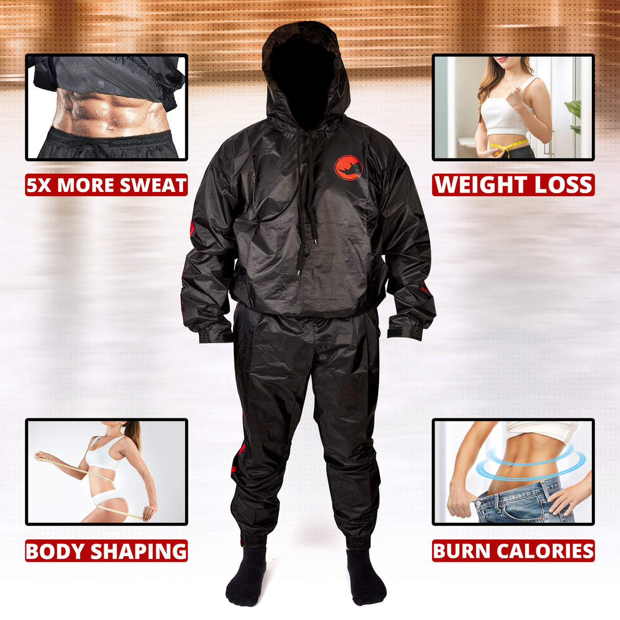 MAXSTRENGTH Sauna Sweat Suit – Unisex Running & Gym Training Wear