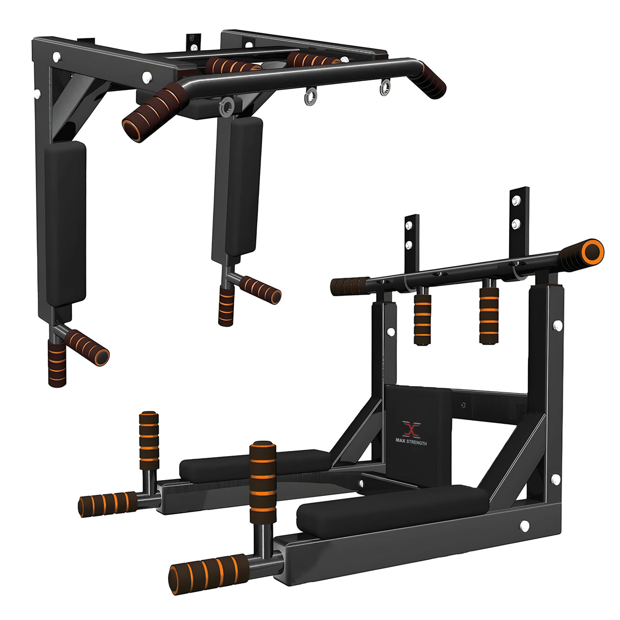 MAXSTRENGTH Wall Mounted Pull Up Bar & Dip Station White