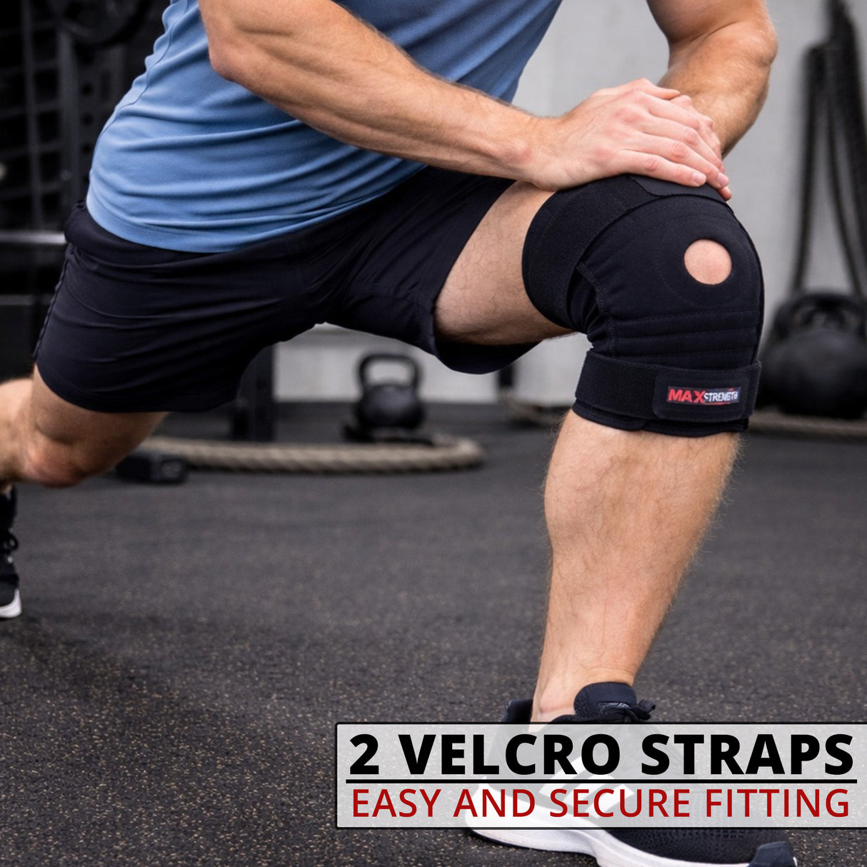 MAXSTRENGTH Knee Brace 2 Strap Open Patella Support Therapy Brace| Pain Relief & Improved Circulation| b504