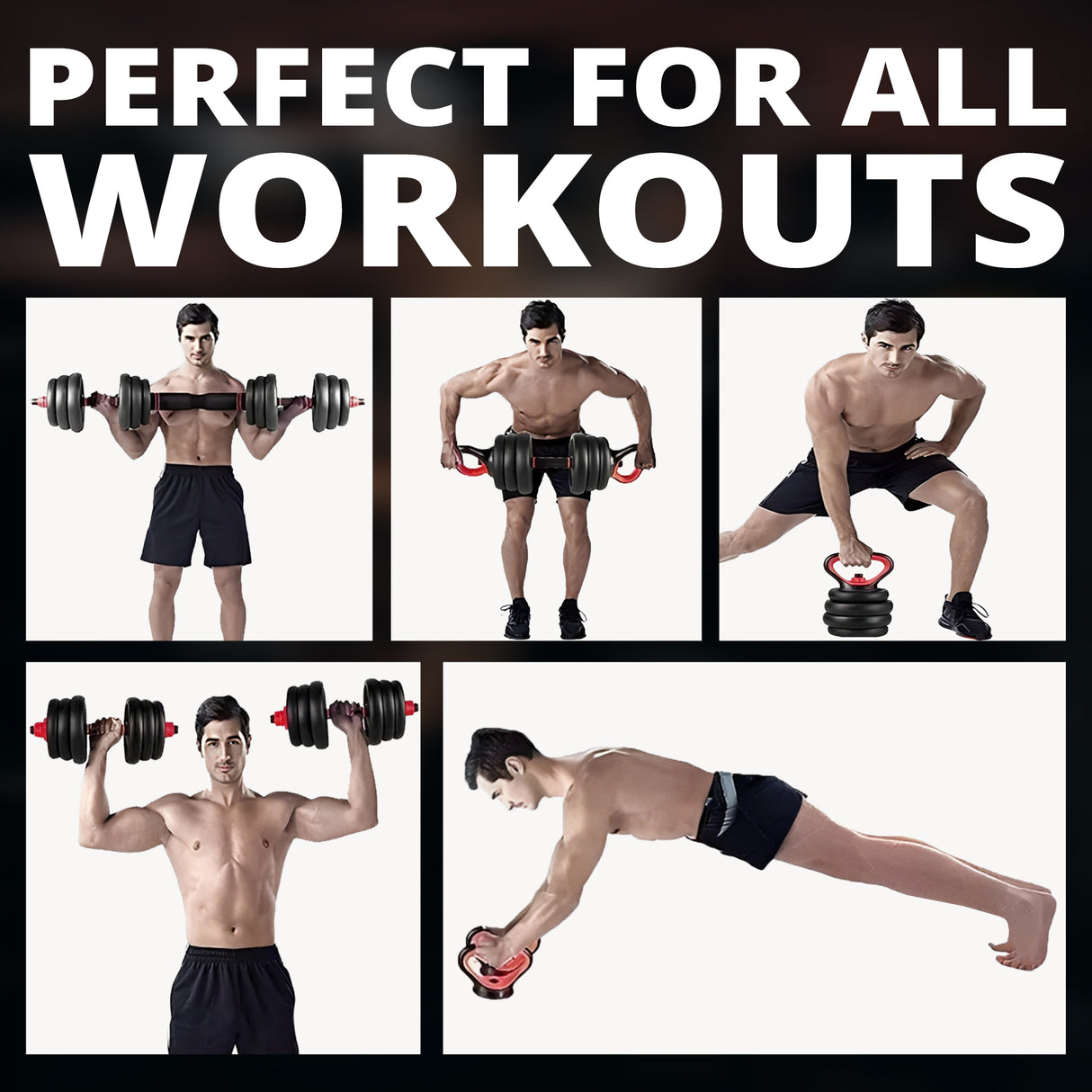 MAXSTRENGTH Adjustable Dumbbells Kettlebells Barbell Set – 4-in-1 Multifunctional Weights for Home & Gym