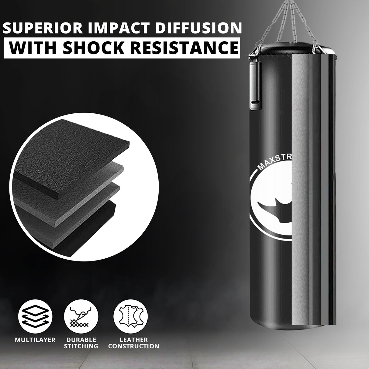 maxstrength boxing equipment, maxstrength fitness accessories, hanging punch bag uk, heavy duty punch bag uk, boxing training equipment uk