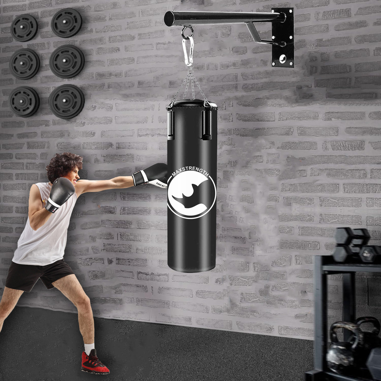 MAXSTRENGTH Hanging Punch Bag Fixed Wall Brackets