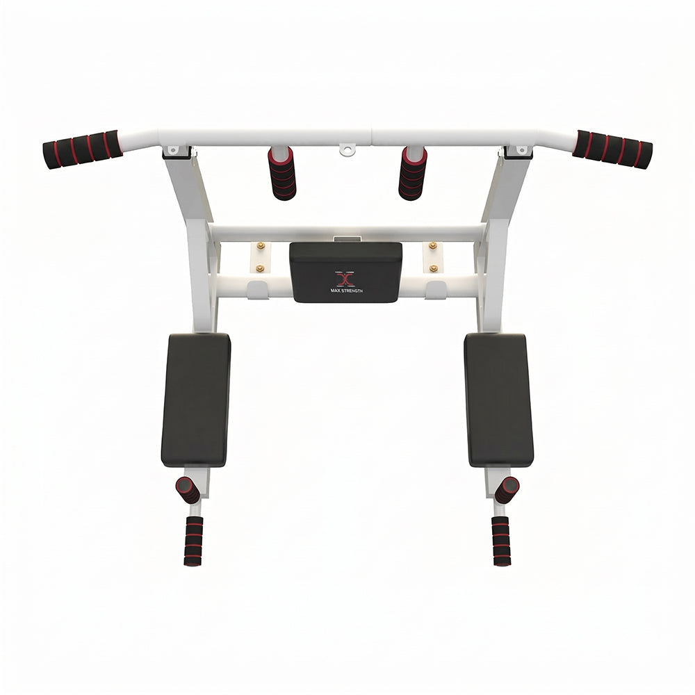 MAXSTRENGTH Wall Mounted Pull Up Bar & Dip Station White