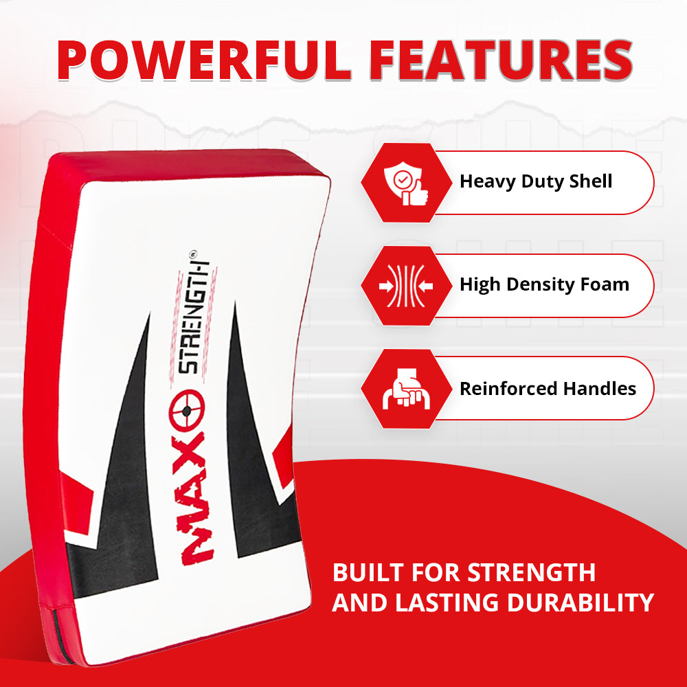 MAXSTRENGTH Large Curved Strike Shield MMA, Boxing, Kickboxing, Muay Thai Training Pad with Padded Handles