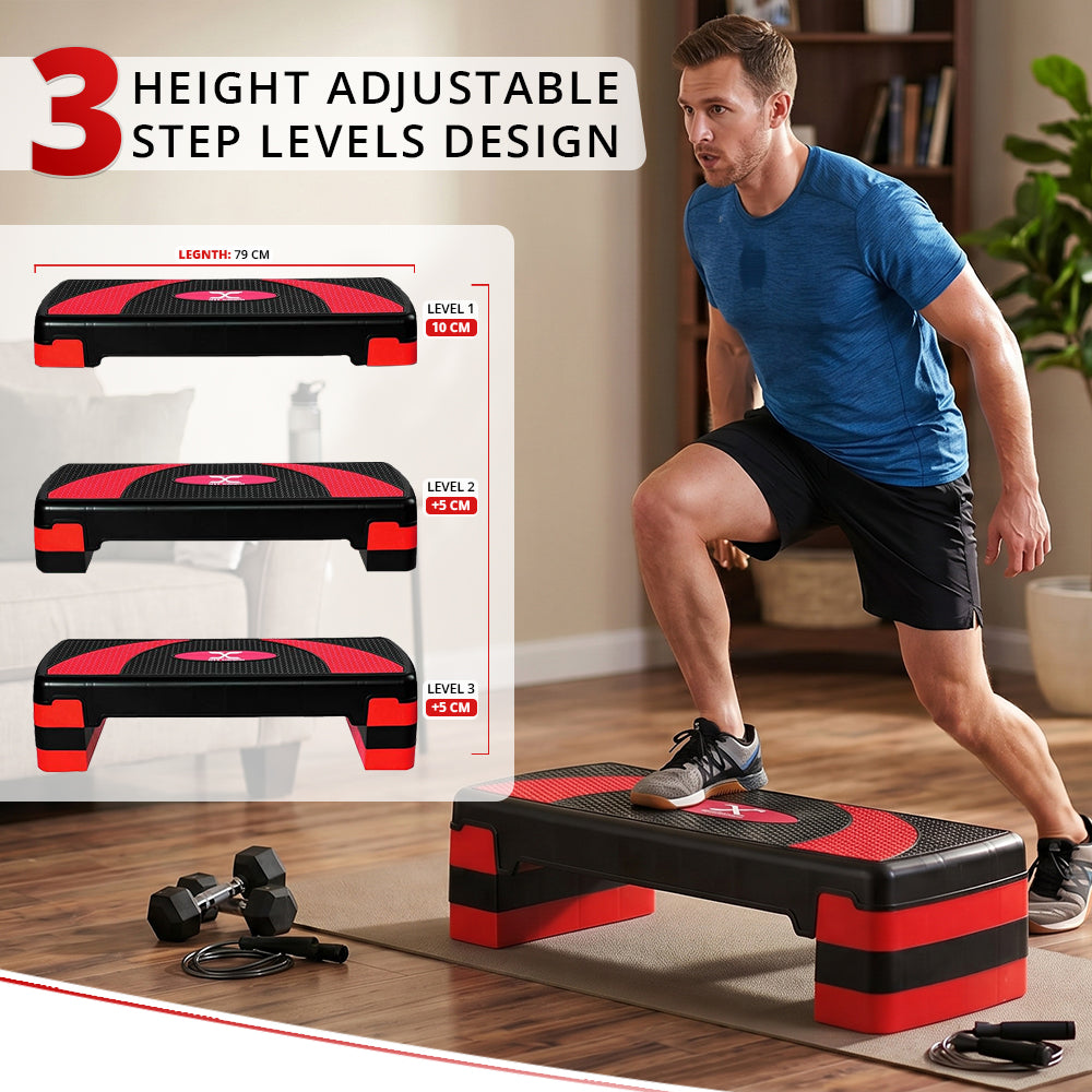 MAXSTRENGTH 3 Level Adjustable Aerobic Stepper | Cardio Fitness Step
