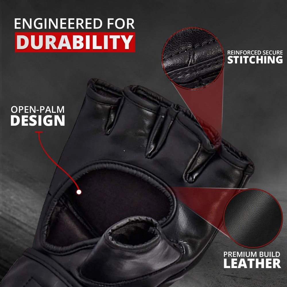 MAXSTRENGTH MMA Fighting Gloves Grappling || Gel Padded Premium Built
