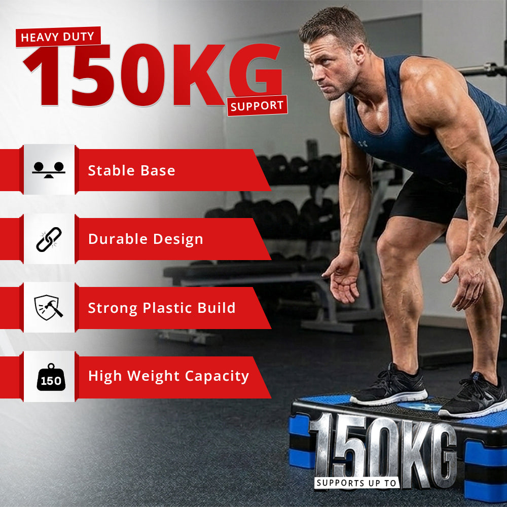 MAXSTRENGTH 3 Level Adjustable Aerobic Stepper | Cardio Fitness Step