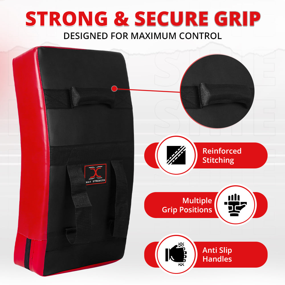 MAXSTRENGTH Large Curved Strike Shield MMA, Boxing, Kickboxing, Muay Thai Training Pad with Padded Handles