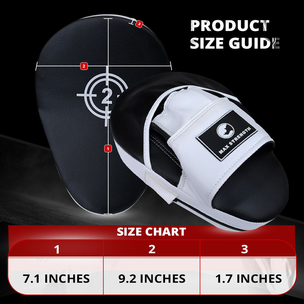 MAXSTRENGTH Boxing Gloves & Focus Pads Set – Curved Hook & Jab Mitts for Boxing, MMA, Muay Thai & Kickboxing Training
