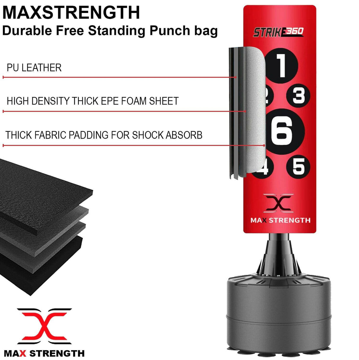 maxstrength boxing equipment, maxstrength punch bag, sports equipment , boxing training equipment uk,free standing punch bag