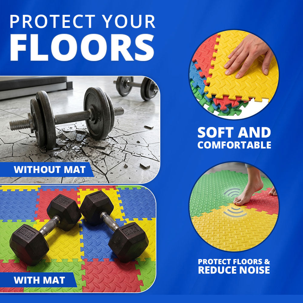 Interlocking Foam Play Mat for Kids | EVA Baby Floor Mat 12mm