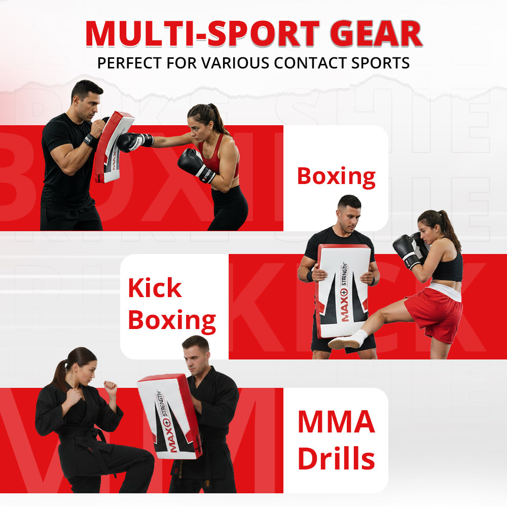 MAXSTRENGTH Large Curved Strike Shield MMA, Boxing, Kickboxing, Muay Thai Training Pad with Padded Handles
