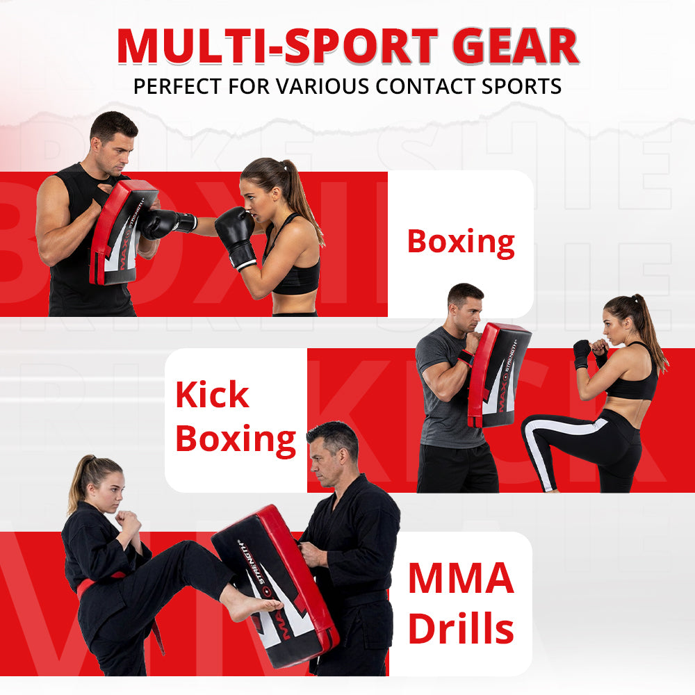 MAXSTRENGTH Boxing Kick Pad Strike Shield Curved Red/Black