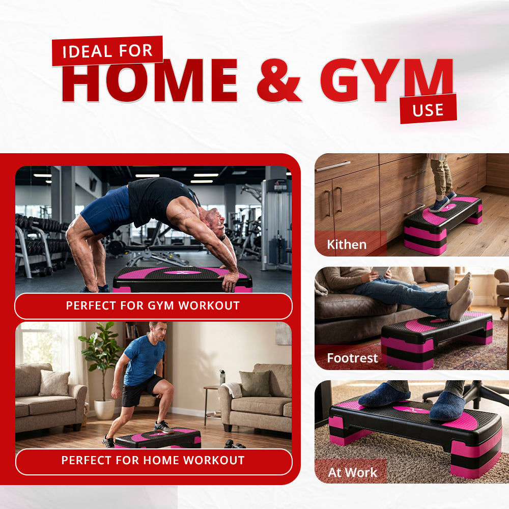 MAXSTRENGTH 3 Level Adjustable Aerobic Stepper | Cardio Fitness Step