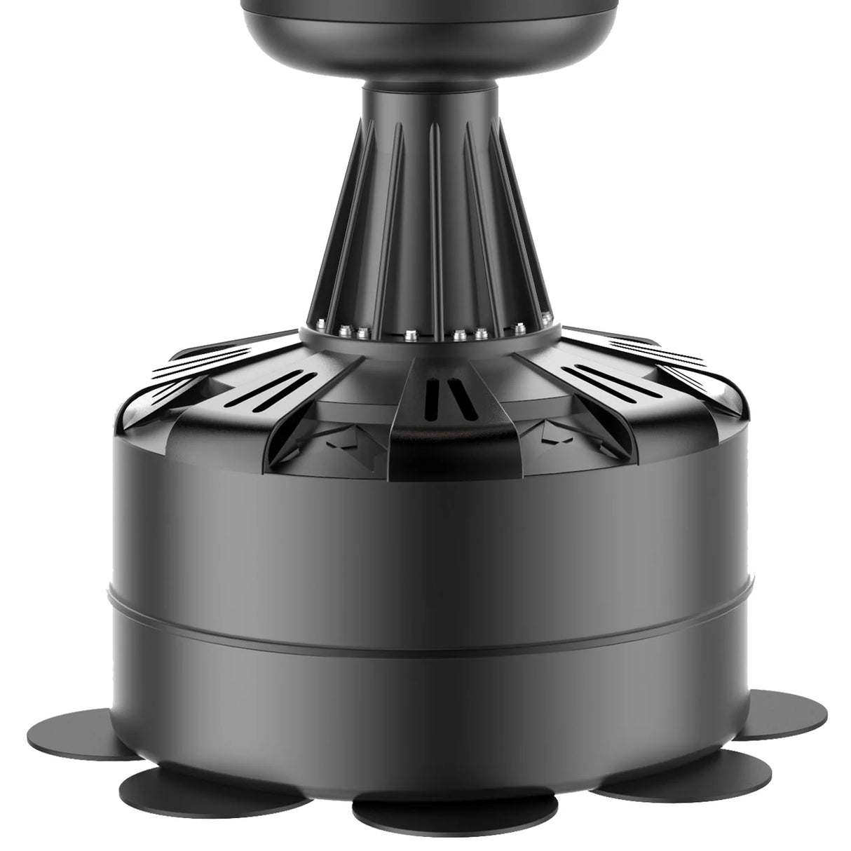 Black mechanical component on a white background