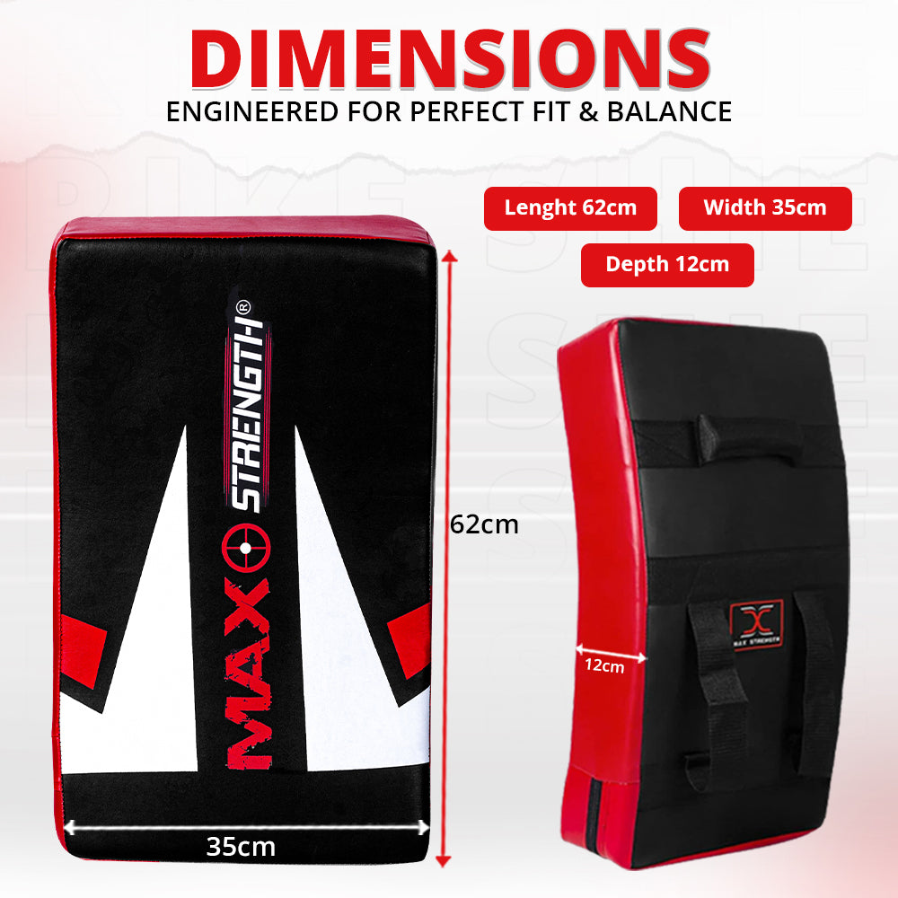 MAXSTRENGTH Boxing Kick Pad Strike Shield Curved Red/Black