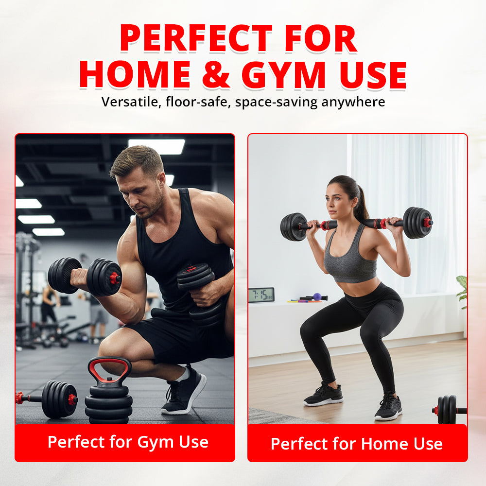MAXSTRENGTH Adjustable Dumbbells Kettlebells Barbell Set 6-in-1 Multifunctional Weights for Home & Gym