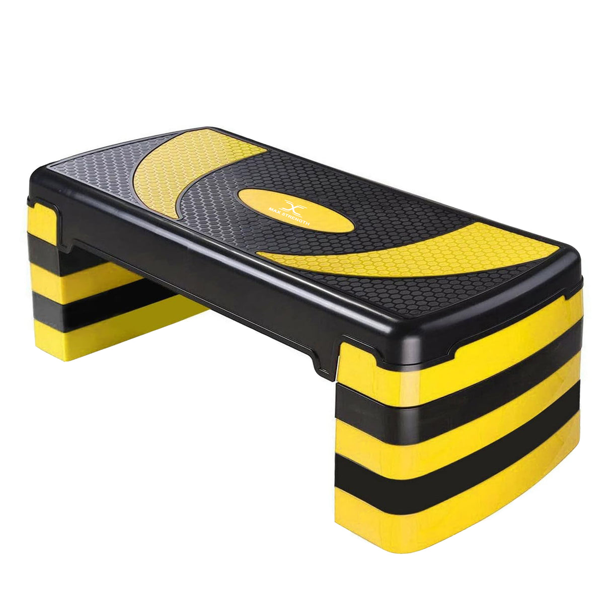 MAXSTRENGTH Adjustable Aerobic Stepper 5 Level Fitness Stepper (Yellow/Black)