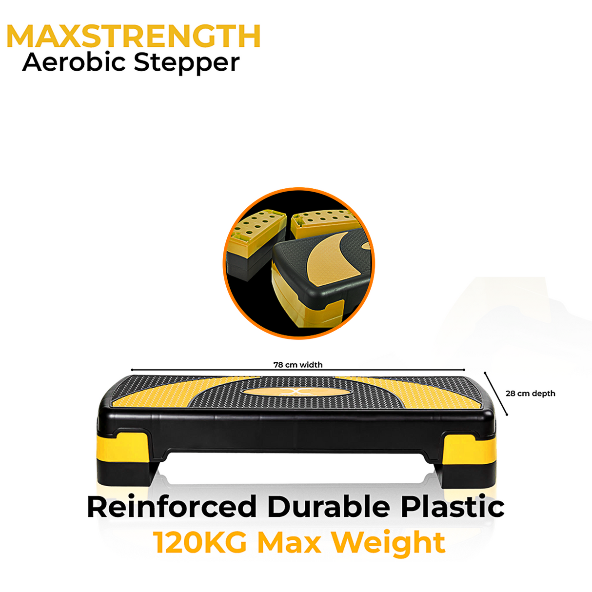 maxstrength fitness
 maxstrength fitness accessories, gym equipment online uk,fitness accessories uk,5 Step Aerobic Stepper Yellow