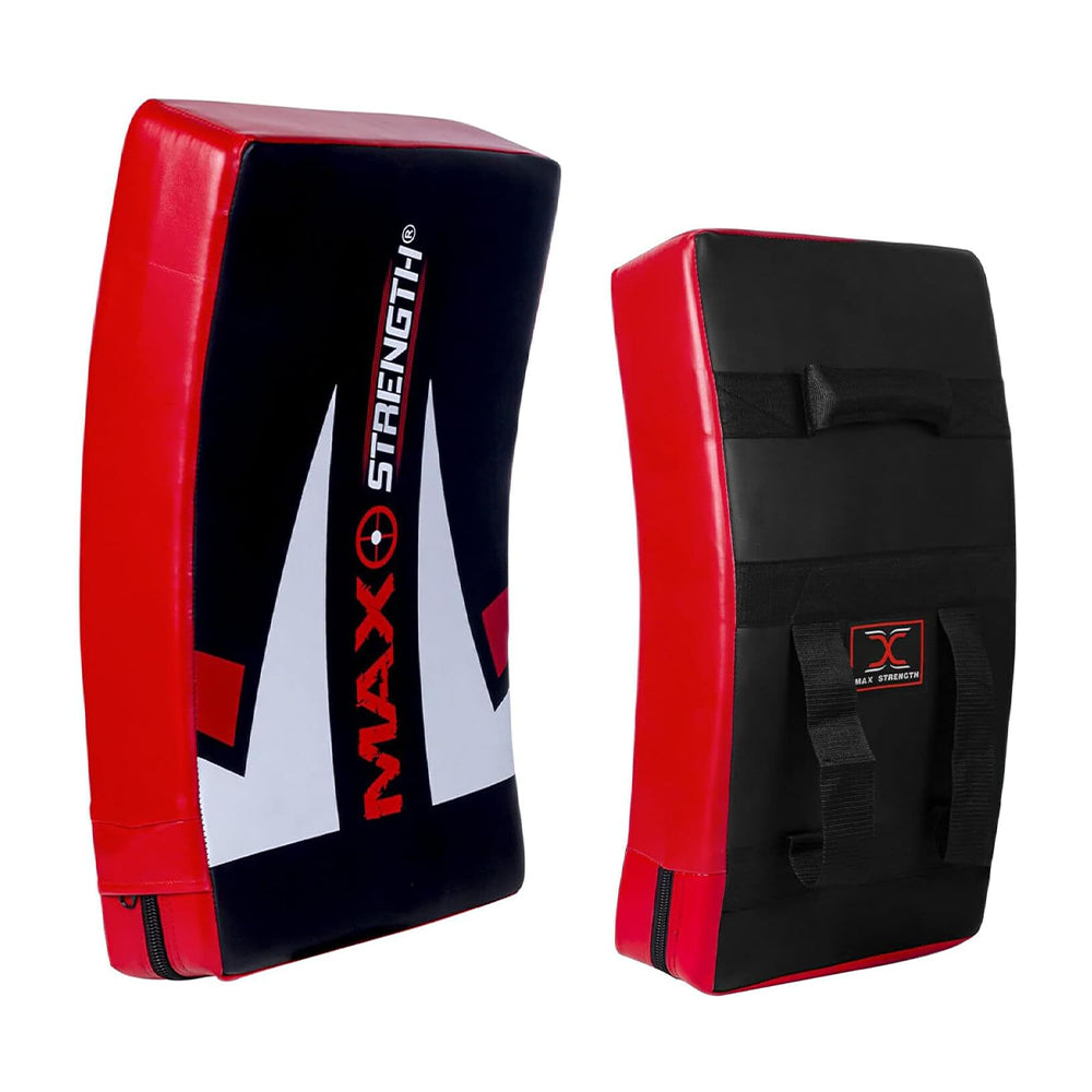 MAXSTRENGTH Boxing Kick Pad Strike Shield Curved Red/Black