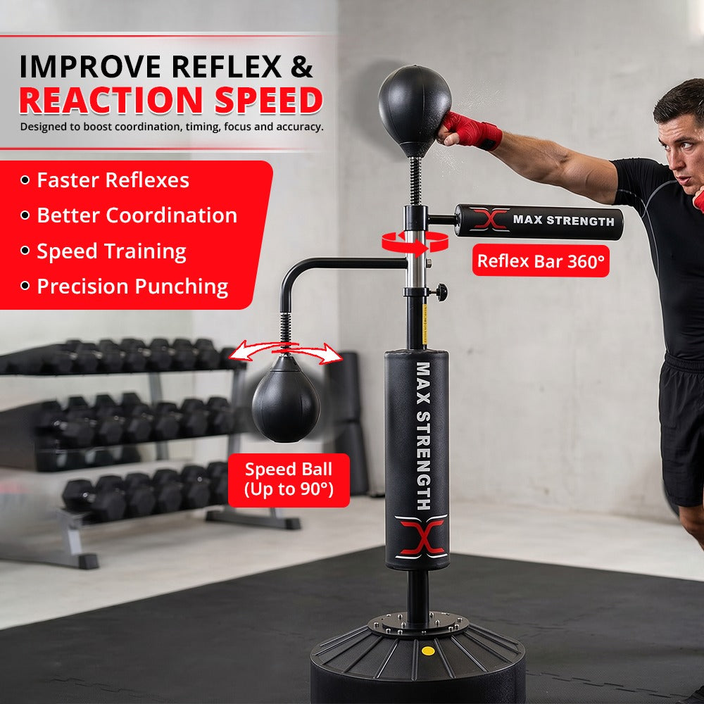 MAXSTRENGTH Free Standing Speed Ball Reflex Bar Spinning 360°