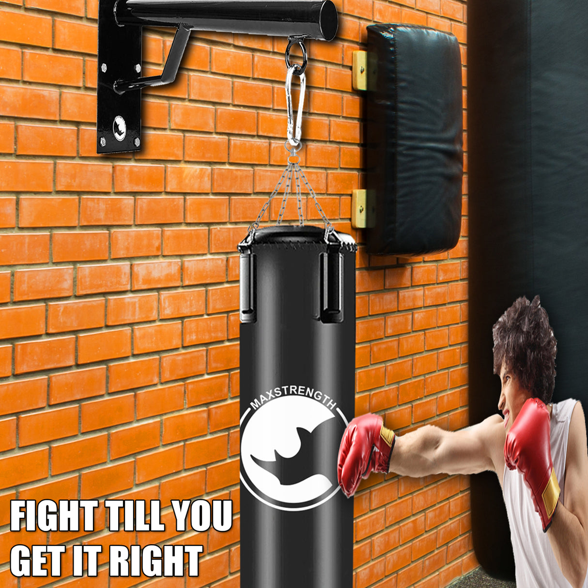 MAXSTRENGTH 3FT/4FT Boxing Punch Bag Set with Gloves, Chain & Bracket