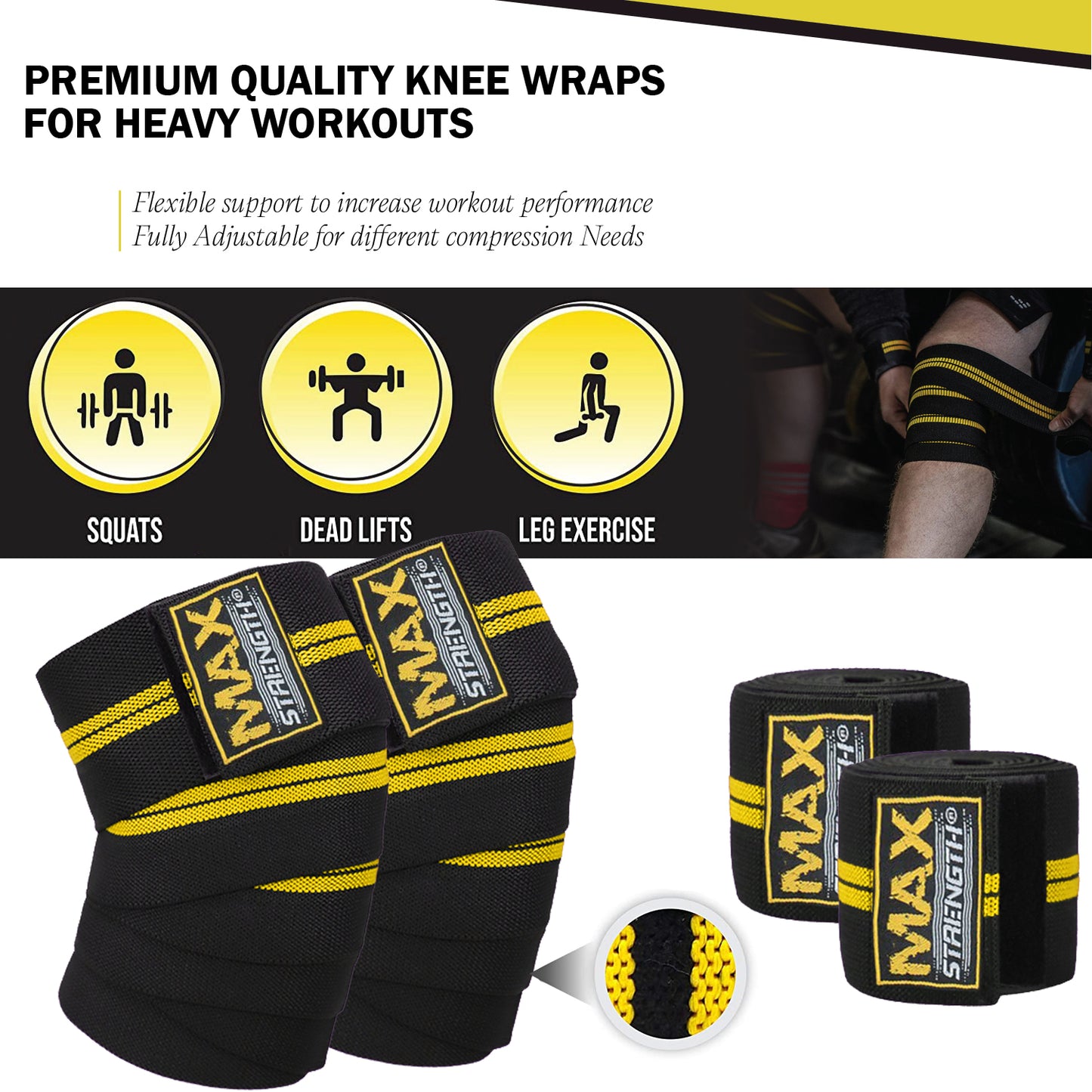 Weightlifting knee wraps