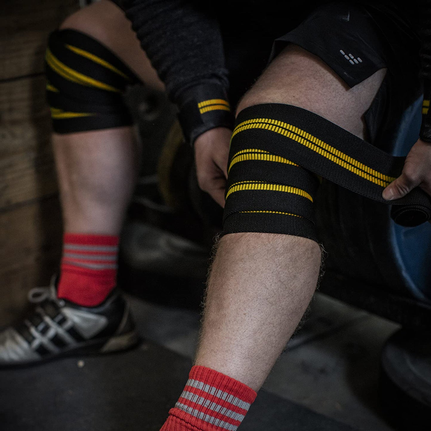 Yelllow knee wraps