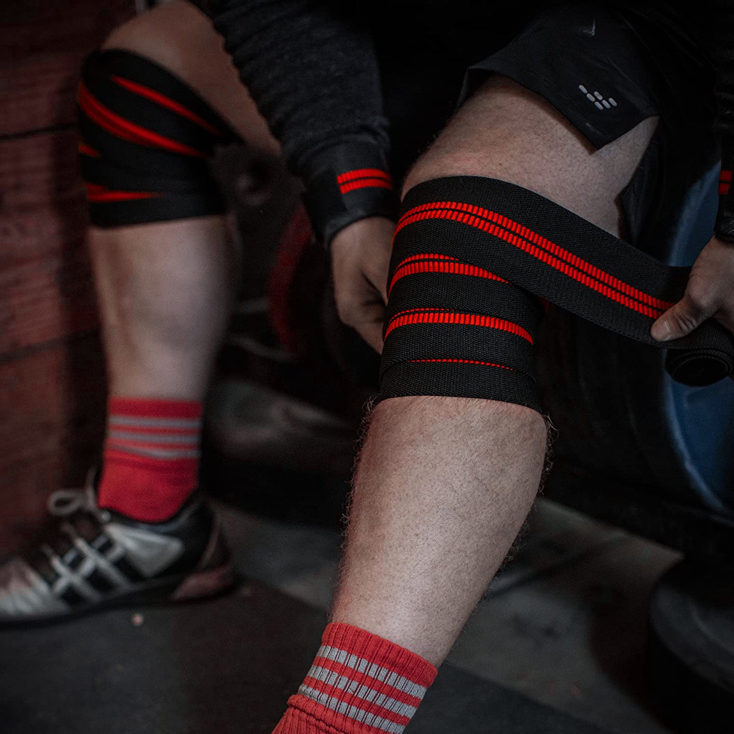 knee wraps red elastic