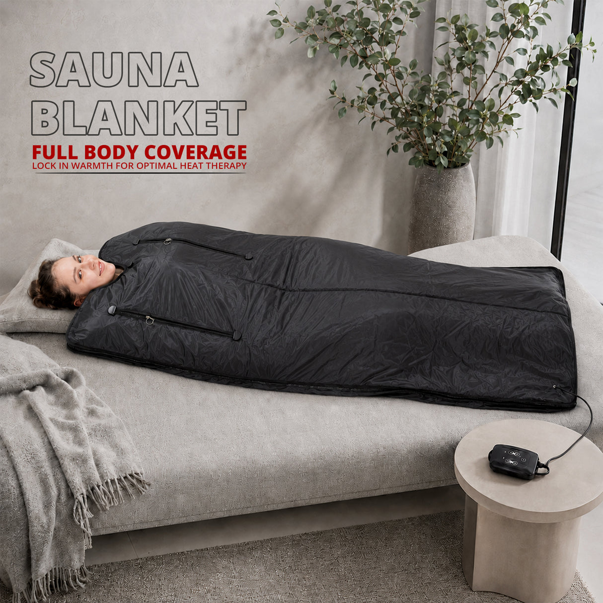 MAXSTRENGTH Infrared Sauna Blanket for Weight Loss & Detox | 35–70°C Adjustable Heat | 180x160cm | Home Spa Therapy Blanket for Relaxation & Muscle Recovery