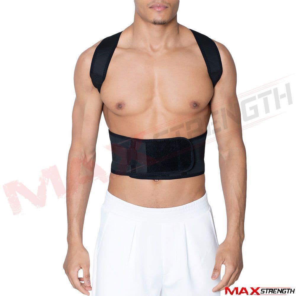 MAXSTRENGTH Sauna Slimming Body Belt – Adjustable Waist Trainer Sweat Belt for Core Support, Fitness, Gym & Everyday Wear – Lightweight, Comfortable & Discreet Under Clothing (Unisex)kBlack Posture Corrector