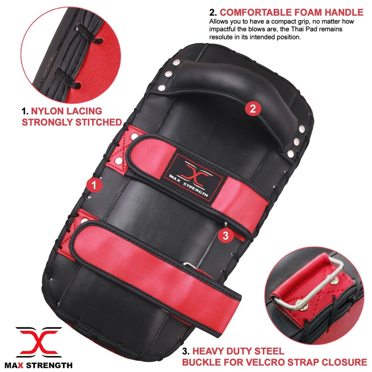 maxstrength fitness,maxstrength boxing equipment,Kick Pad Red/Black