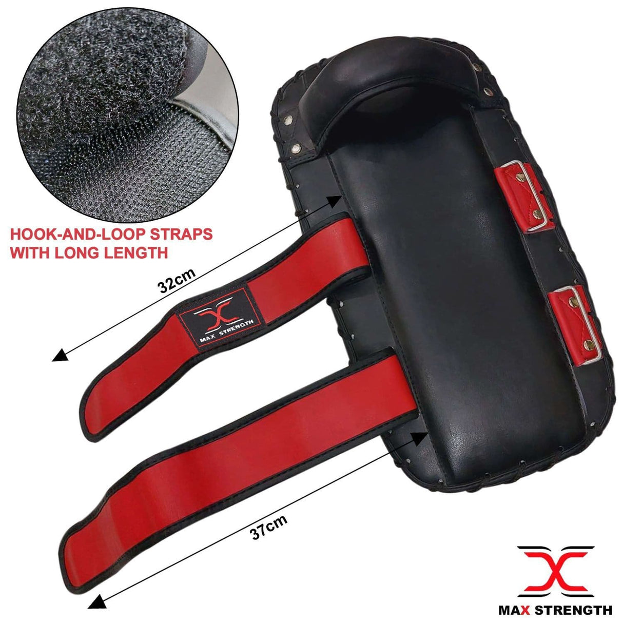 maxstrength fitness,maxstrength boxing equipment,Kick Pad Red/Black, Curved Thai Kick Pad