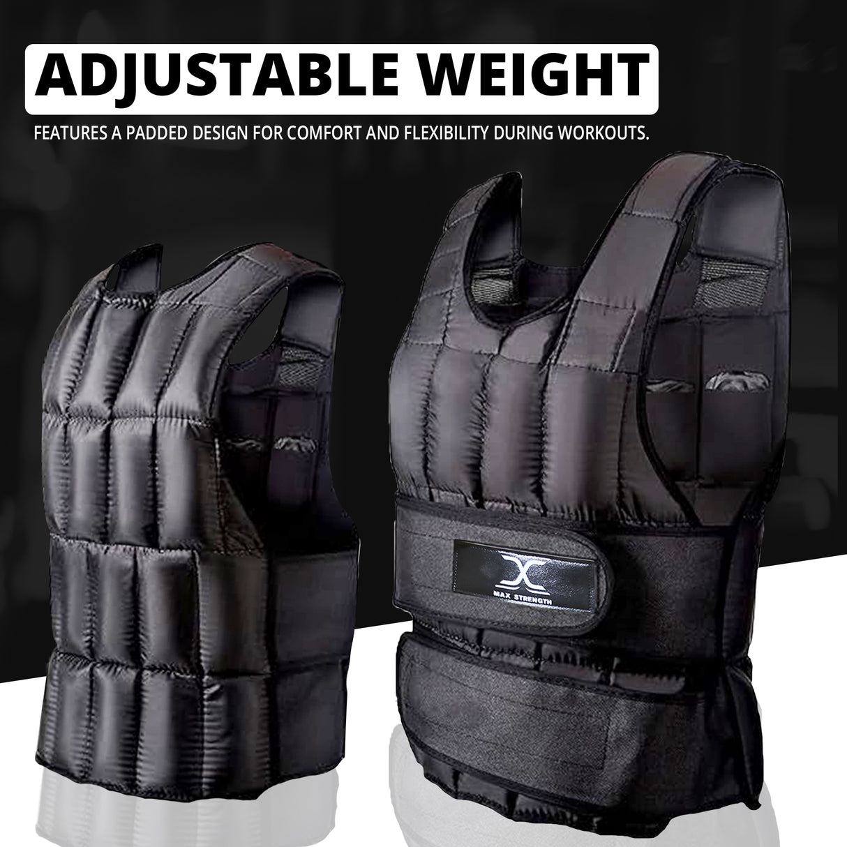 MAXSTRENGTH Adjustable Weighted Vest for Running & Training 10kg, 15kg, 20kg