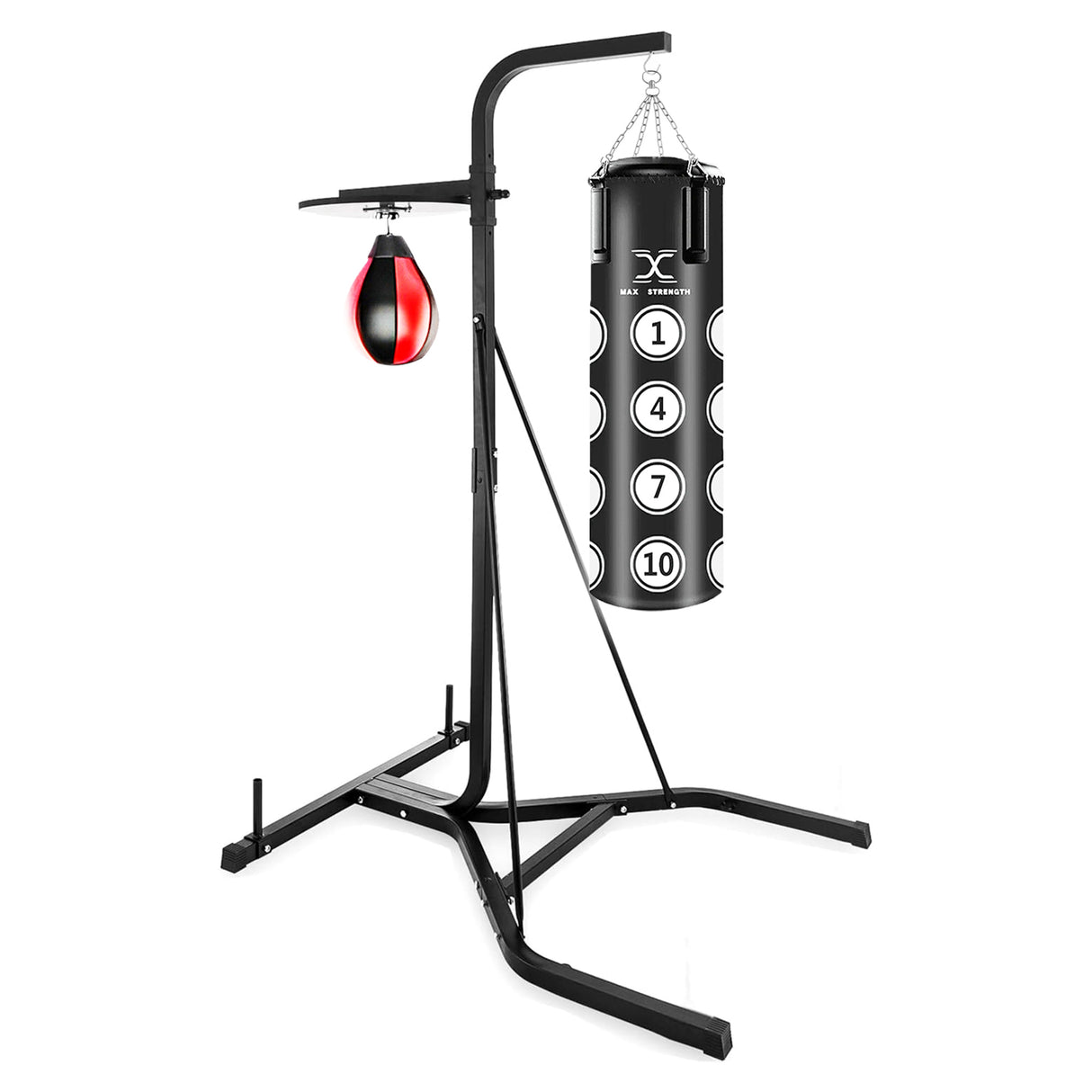 MAXSTRENGTH 2-Way Boxing Training Station | Frame, 4FT, 3FT Punch Bag & Speedball