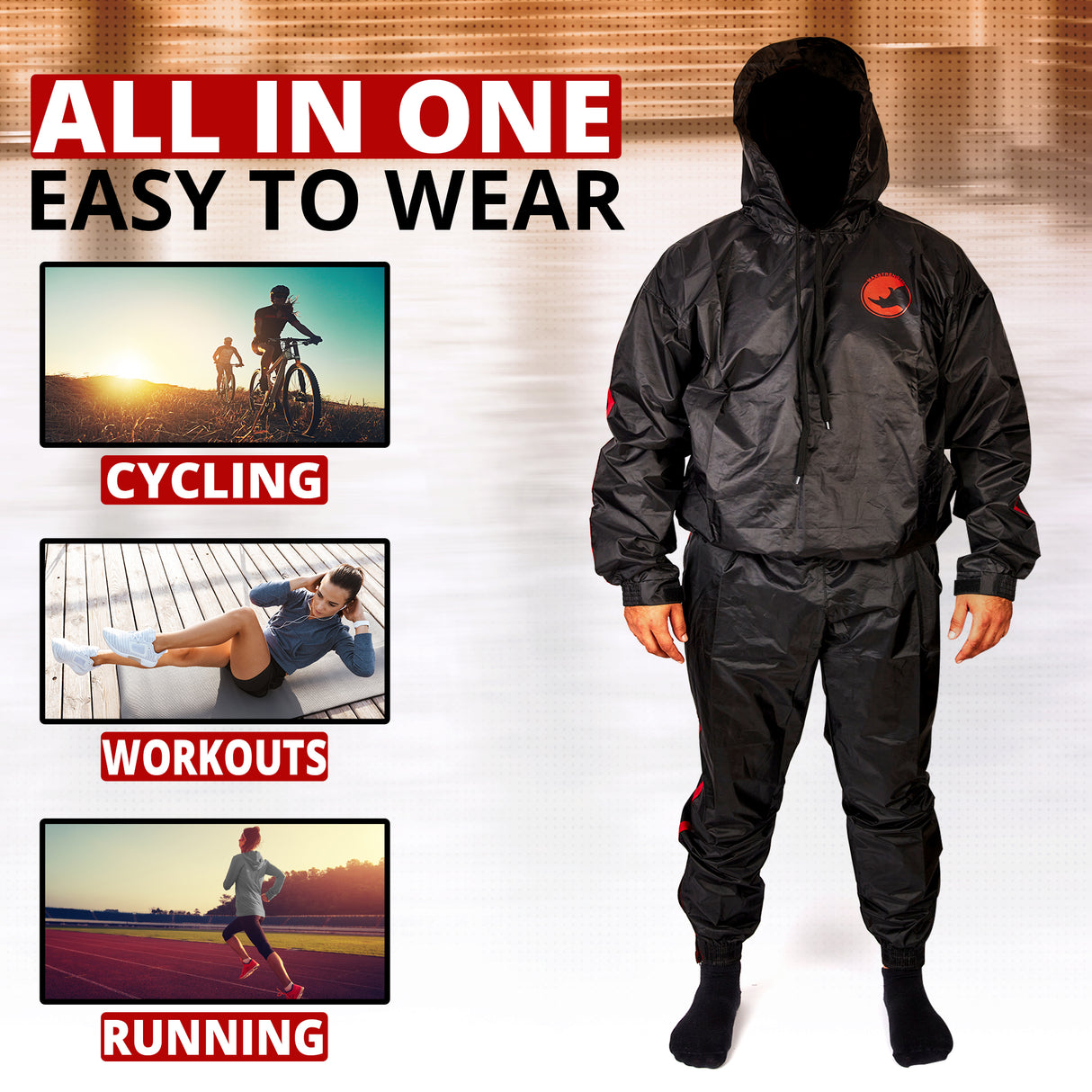 MAXSTRENGTH Sauna Sweat Suit – Unisex Running & Gym Training Wear