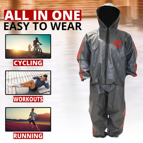 MAXSTRENGTH Sauna Suit for Men & Women | Heavy Duty Sweat Suit | Neoprene Anti-Rip Track Suit for Gym, Cardio, Running, Boxing & MMA