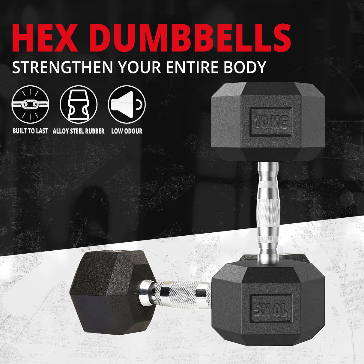 MaxStrength Foldable Adjustable Weight Bench + Hex Dumbbell Set (7.5kg / 10kg / 15kg Pair) Home Gym Strength Bundle