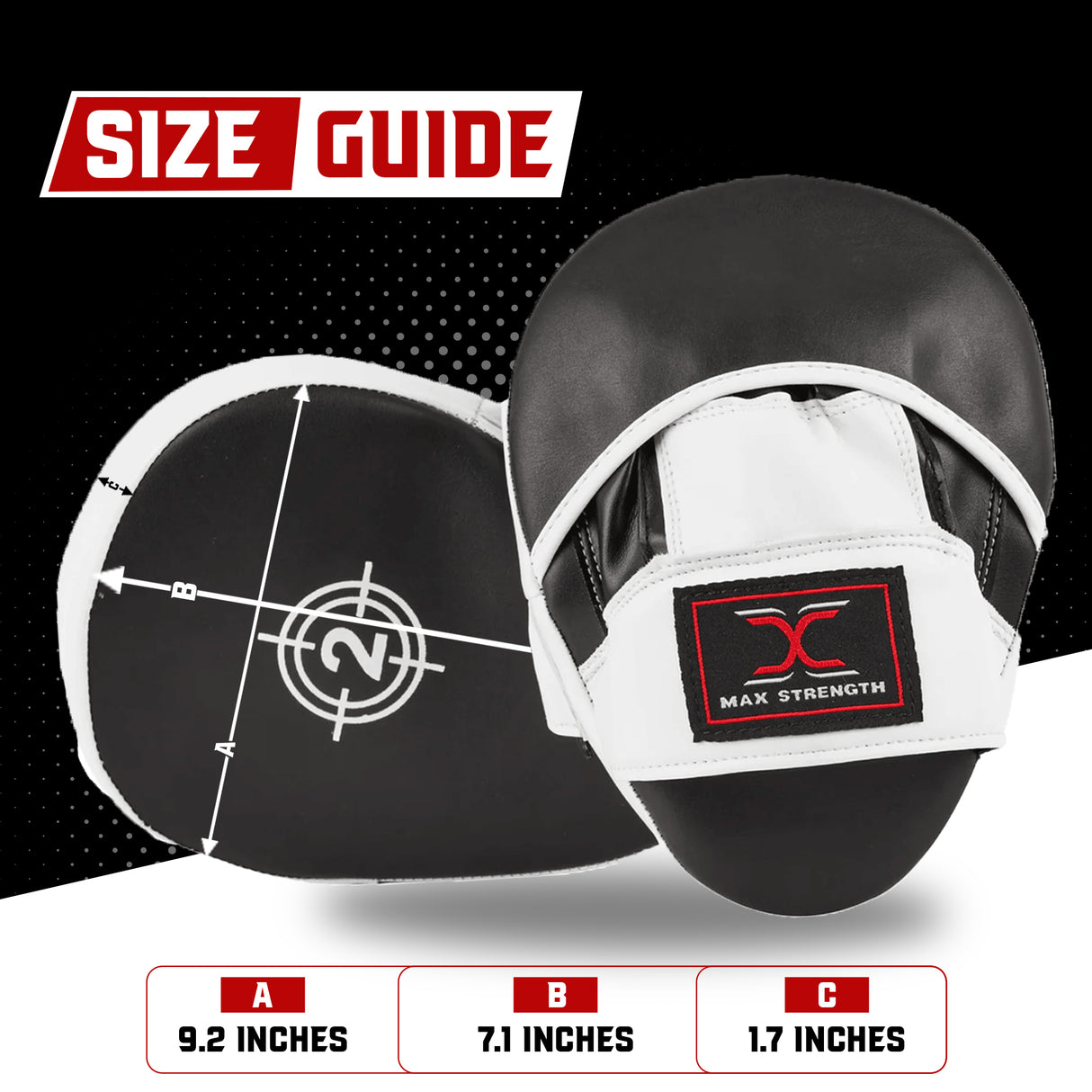 MAXSTRENGTH Boxing Gloves + Focus Pads Combo Black/White Training Set