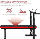 MAXSTRENGTH Adjustable Weight Bench Dip Station Barbell Rack