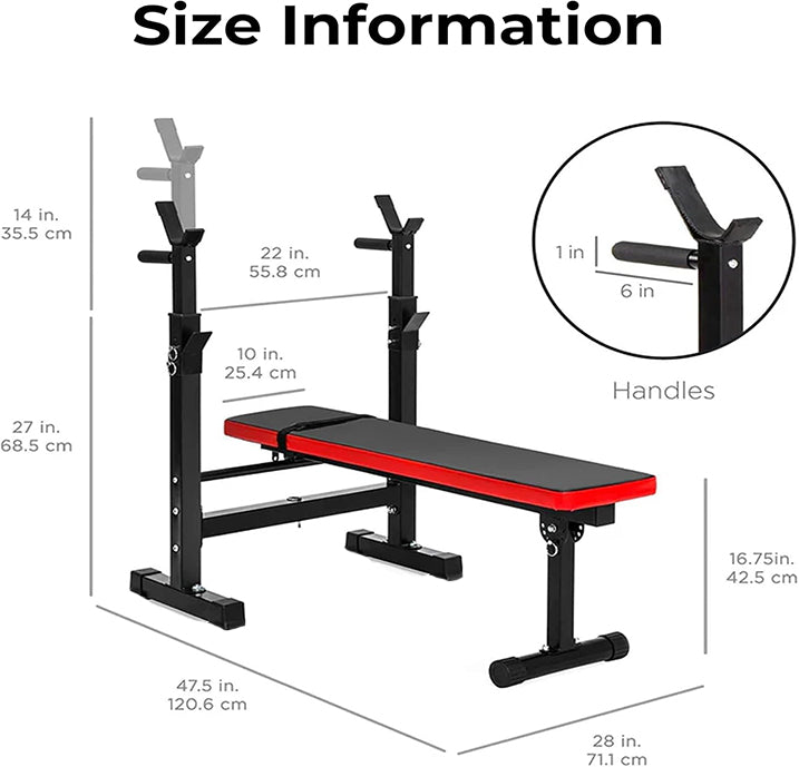 MAXSTRENGTH Adjustable Weight Bench Dip Station Barbell Rack