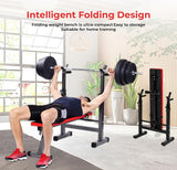 MAXSTRENGTH Adjustable Weight Bench Dip Station Barbell Rack