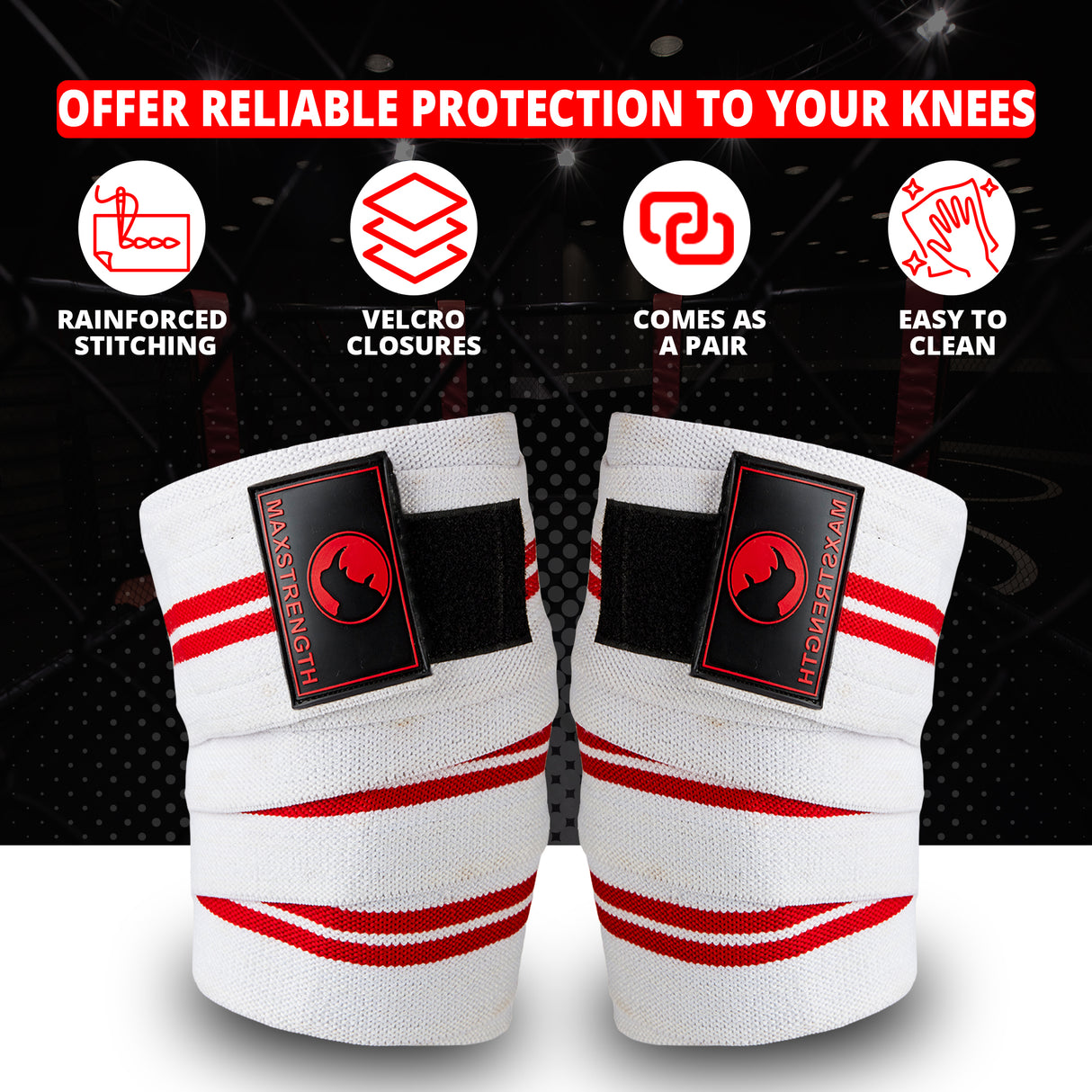 MAXSTRENGTH Power lifting knee wraps Gym 6ft Long
