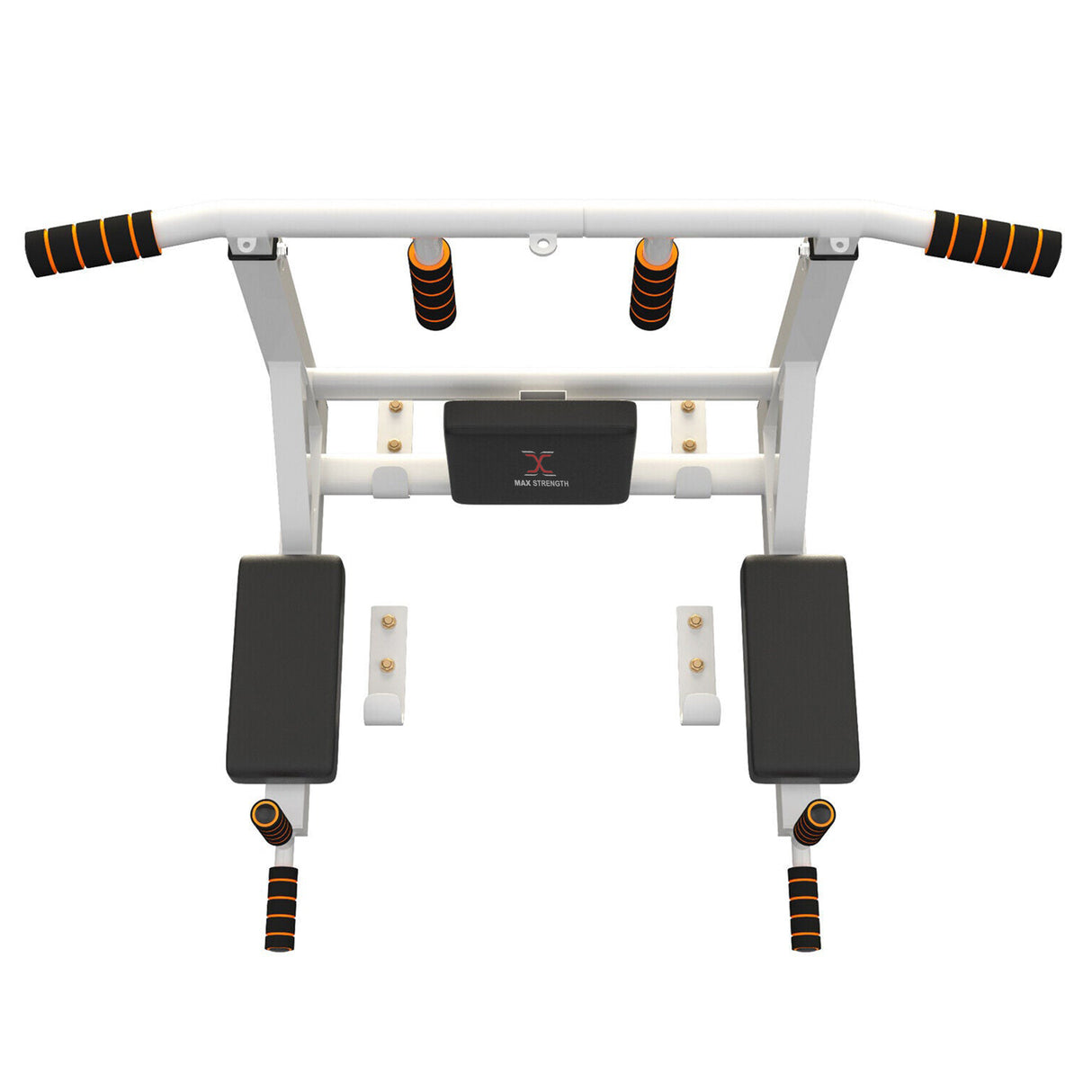 MAXSTRENGTH Wall Mounted Pull Up Bar & Dip Station White