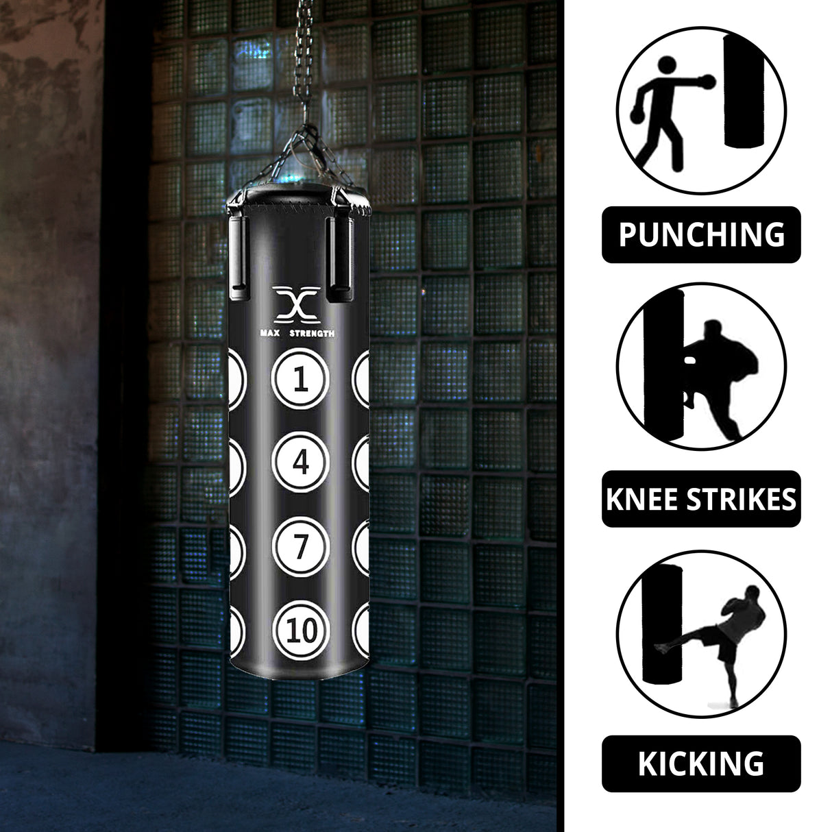 MAXSTRENGTH Boxing Punch Bag Hanging Target 3FT/4FT