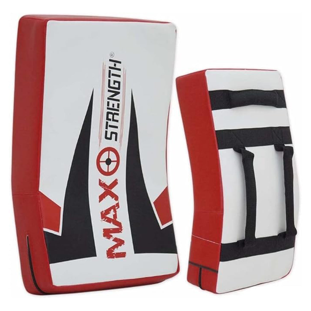 MAXSTRENGTH Boxing Kick Pad Strike Shield Curved Red/White