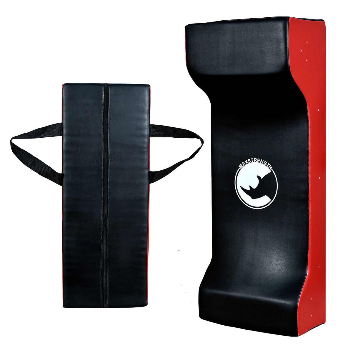 MAXSTRENGTH Double Rugby Tackle Shield Curved with Back Zip (Black/Red