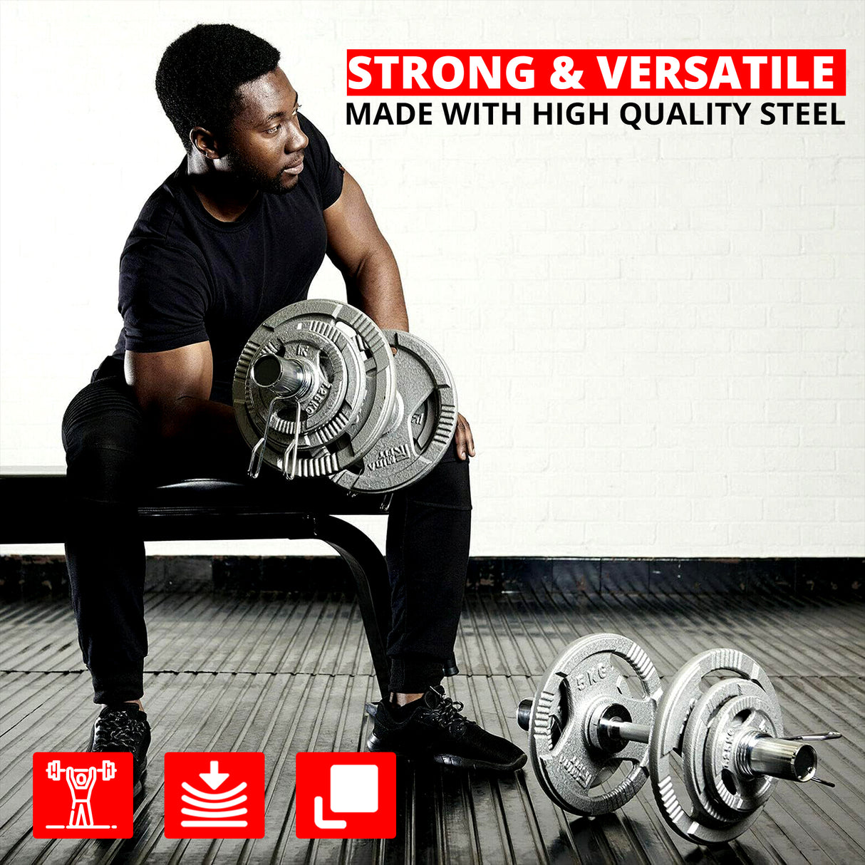 MAXSTRENGTH Olympic Barbell Bar Heavy Duty Dumbbell Handle